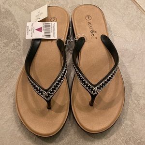 Brand New “Just Be” Embellished Thong Sandals